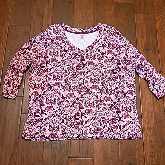 💥3for$12💥 St. John's Bay 3/4 length sleeve V-neck top size 2X - Picture 1 of 6